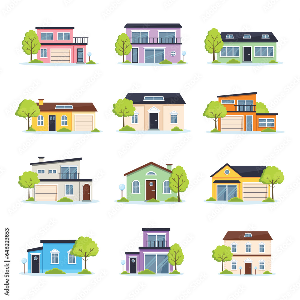 Set of house illustration flat design vector