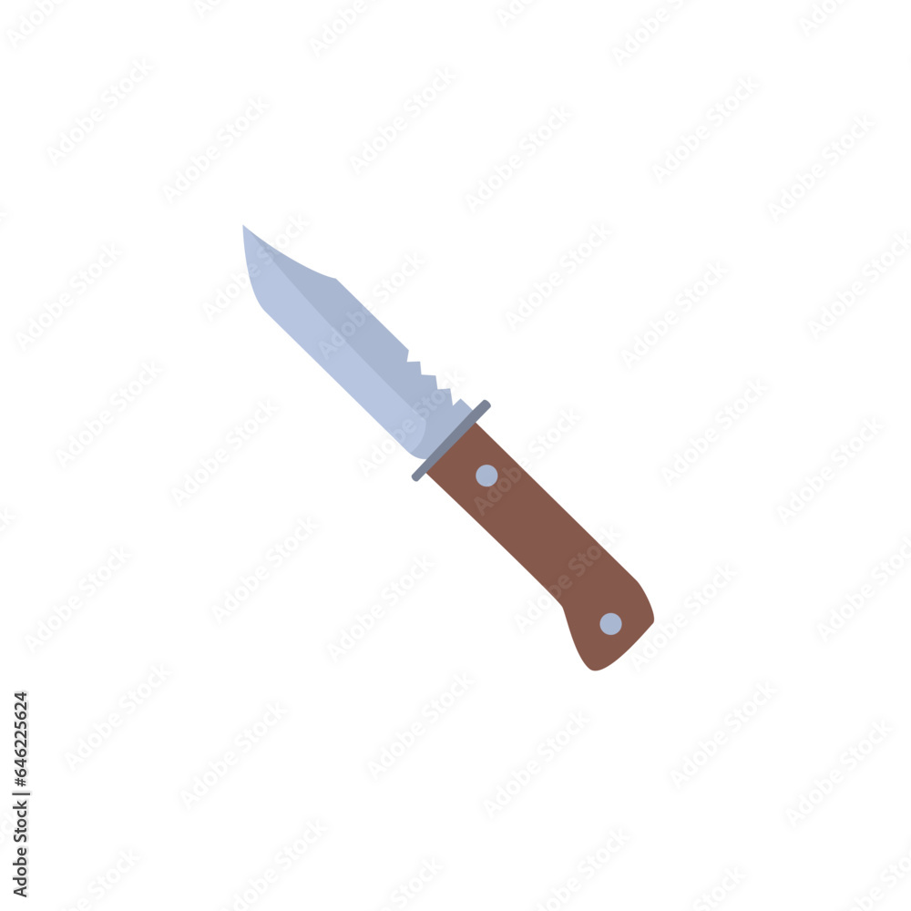 Vector illustration of knife isolated on white background in cartoon design style