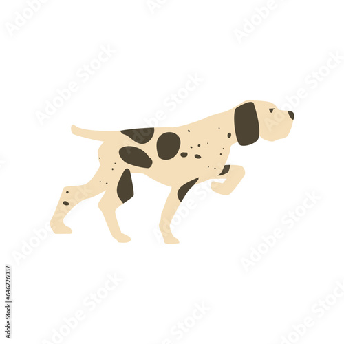 Hunting dog running, cartoon flat vector illustration isolated on white background.