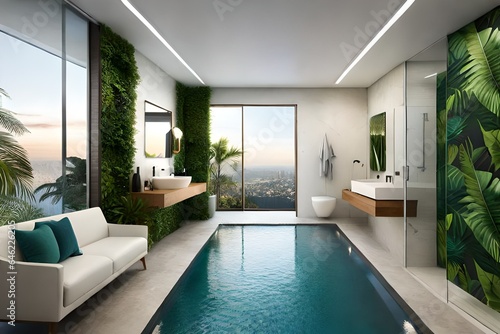 modern living room with pool © Rai