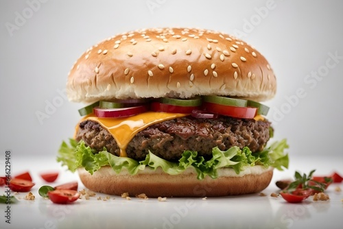 hamburger, burger, food, cheese, cheeseburger, beef, bread, meat, sandwich, bun, fast, isolated