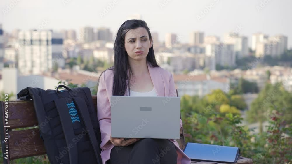 Businesswoman is worried. She's worried about the future. Businesswoman is worried. She's worried about the future.