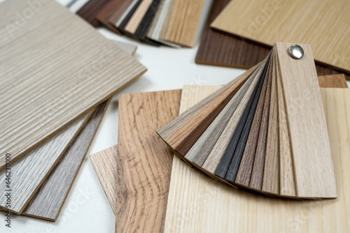 Types of parquet or oak wooden veneer sampler