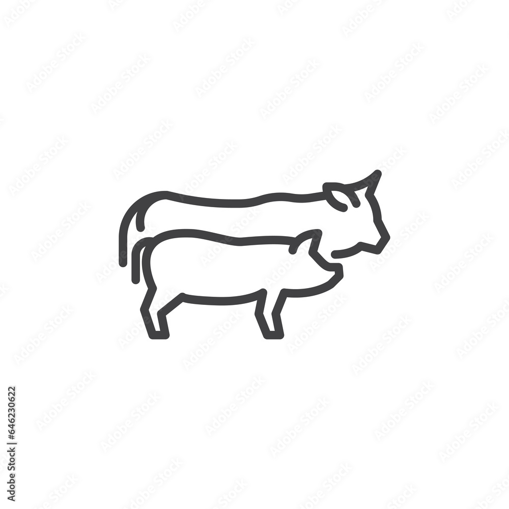 Farm animals line icon Farm animals line icon