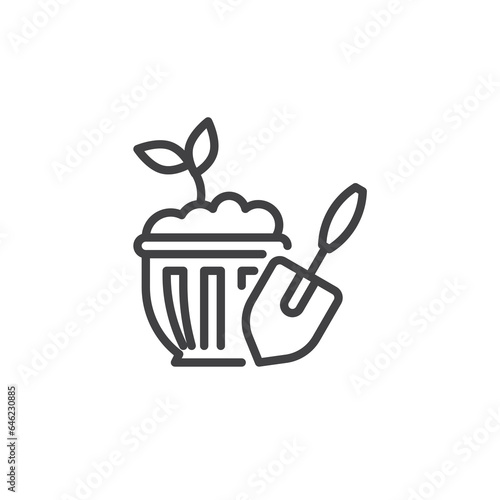 Planting flowers line icon