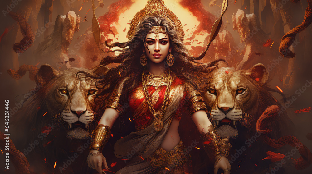 Goddess Durga mata - obrazy, fototapety, plakaty 