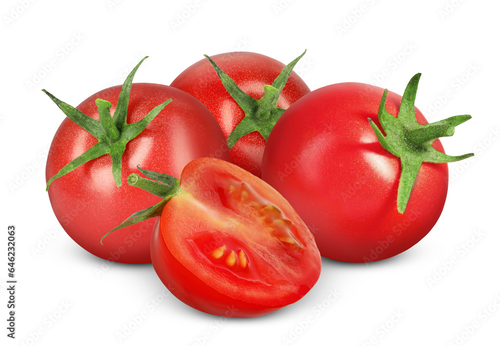 Fresh ripe cherry tomatoes isolated on white Fresh ripe cherry tomatoes isolated on white