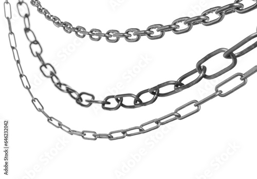 Set with different metal chains isolated on white