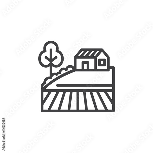 Rural farmhouse line icon