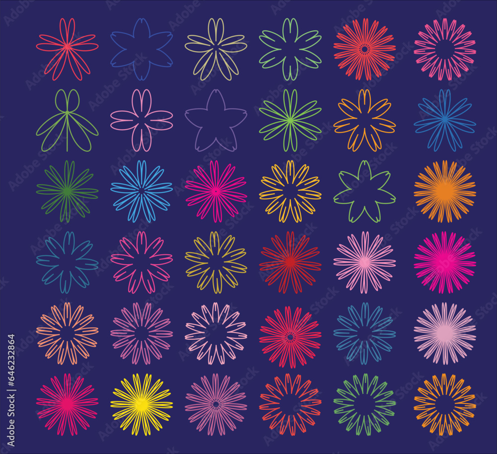 set of colorful Flowers geometrical shapes pattern: Elegant floral tropical with flowers. flower fashion prints. Seamless vector texture. Spring bouquet. Allover floral design pattern black backround set of colorful Flowers geometrical shapes pattern: Elegant floral tropical with flowers. flower fashion prints. Seamless vector texture. Spring bouquet. Allover floral design pattern black backround
