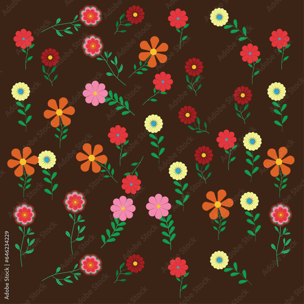 set of colorful Flowers geometrical shapes pattern: Elegant floral tropical with flowers. flower fashion prints. Seamless vector texture. Spring bouquet. Allover floral design pattern black backround set of colorful Flowers geometrical shapes pattern: Elegant floral tropical with flowers. flower fashion prints. Seamless vector texture. Spring bouquet. Allover floral design pattern black backround