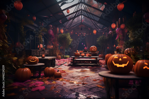 halloween pumpkin in the garden house