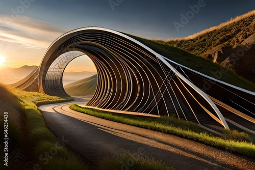 driving on the highway at sunset