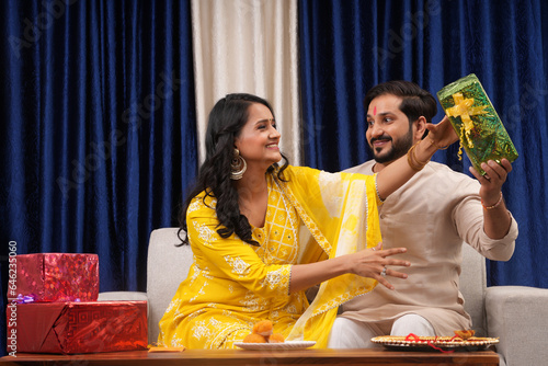 Young couple celebrating festival