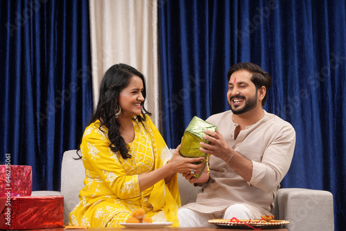 Young couple celebrating festival