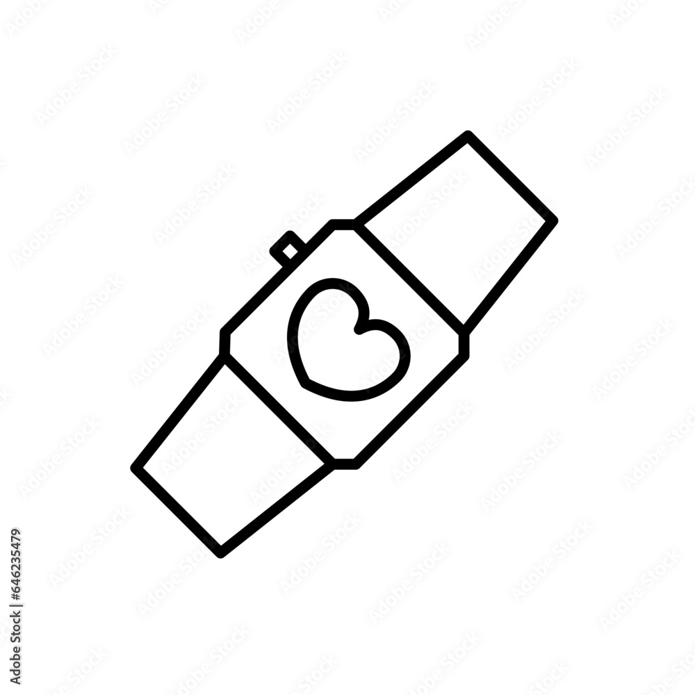 Smart watch healthy lifestyle icon with black outline style. device, smart, watch, technology, symbol, screen, sign. Vector Illustration Smart watch healthy lifestyle icon with black outline style. device, smart, watch, technology, symbol, screen, sign. Vector Illustration