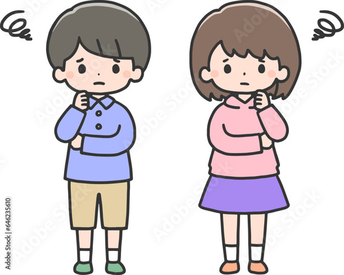 困った表情の子どもたち