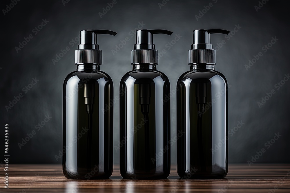 Black blank plastic transparent bottle with dispenser airless pump Black blank plastic transparent bottle with dispenser airless pump