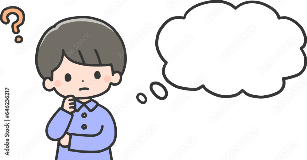 考え事をする男の子 考え事をする男の子
