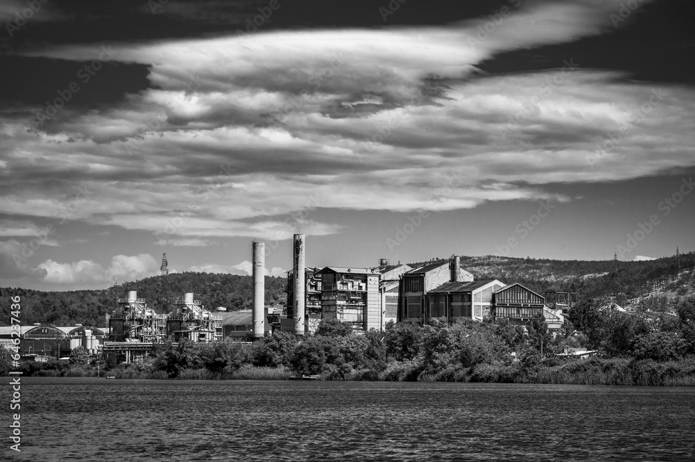 Between sea and lagoon. Sailing trip between the Marano lagoon and the Gulf of Trieste. Black and white.