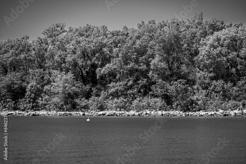 Between sea and lagoon. Sailing trip between the Marano lagoon and the Gulf of Trieste. Black and white.