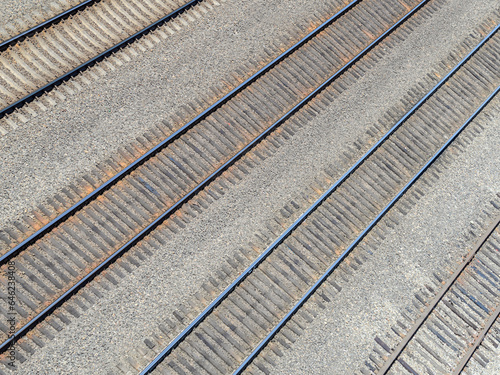 Abstract aerial view of train tracks