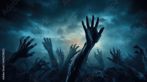 halloween background with zombie hand