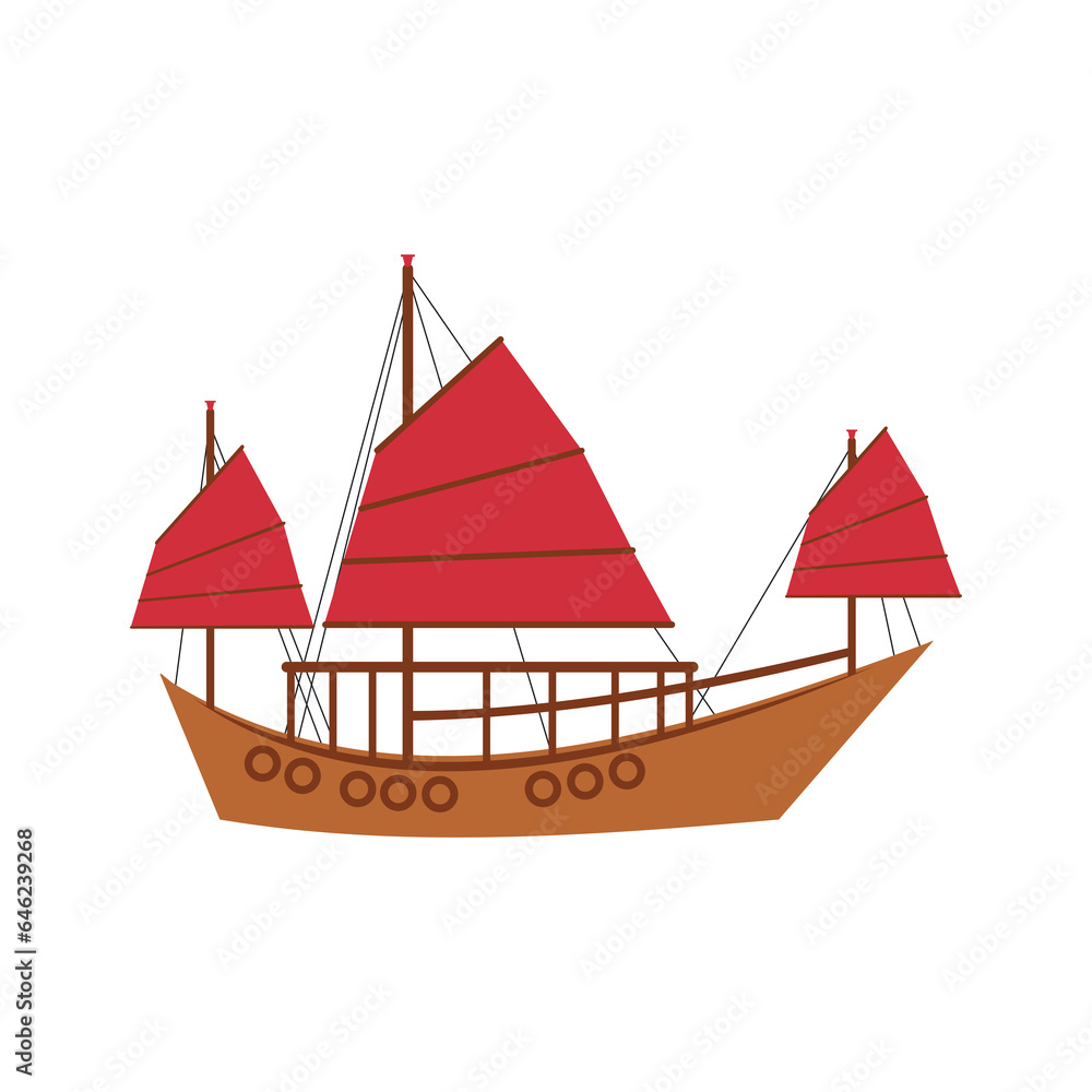 Giunca is a traditional Chinese sailing vessel for sailing along rivers ...