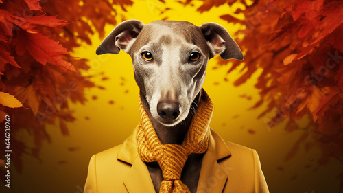 Fantasy Greyhound in a beautiful autumn garden
