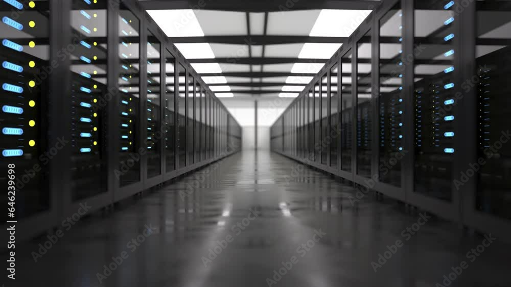 Tracking shot through data center Tracking shot through data center