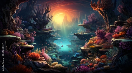 Colorful Marine Wildlife in Underwater Coral Reef © senadesign