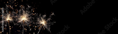 Sparkler glowing  burning on a black background. Celebrate a small firework in the night for birthday  New Year and party.