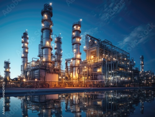 Oil refinery plant and power plant of petrochemistry industry Generative AI © authapol