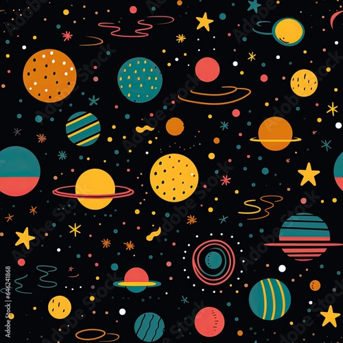 An array of cheerful and imaginative children's patterns, inspired by space and offering seamless backgrounds.