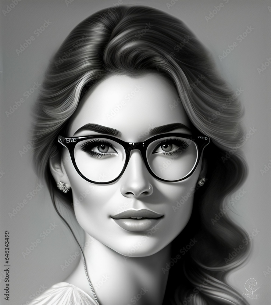 Women Portrait with Black and White Women Portrait with Black and White