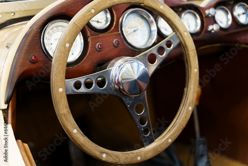 Old vintage classic car 60s. Retro 50s auto transport. Style, vintage, retro concept. 