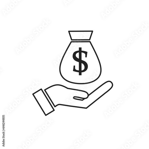 vector flat icon of hand receiving money