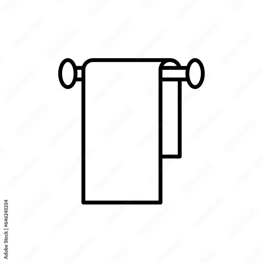 Towel hotel icon with black outline style. towel, toilet, hygiene, outline, clean, bathroom, bath. Vector illustration Towel hotel icon with black outline style. towel, toilet, hygiene, outline, clean, bathroom, bath. Vector illustration