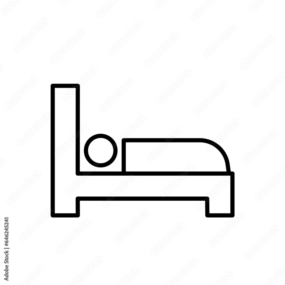 Sleep hotel icon with black outline style. sleep, symbol, sign, dream, relaxation, night, bed. Vector illustration Sleep hotel icon with black outline style. sleep, symbol, sign, dream, relaxation, night, bed. Vector illustration