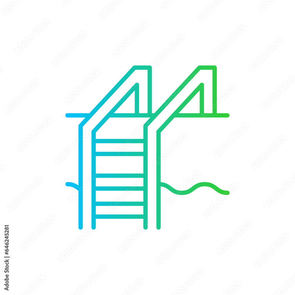 Pool hotel icon with blue and green gradient outline style. pool, hotel, sport, water, swim, outline, wave. Vector illustration Pool hotel icon with blue and green gradient outline style. pool, hotel, sport, water, swim, outline, wave. Vector illustration