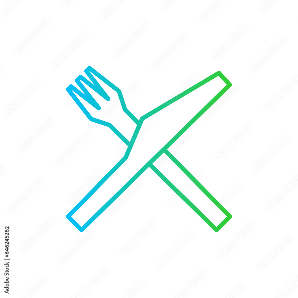 Dinner hotel icon with blue and green gradient outline style. dinner, food, restaurant, kitchen, plate, set, dish. Vector illustration Dinner hotel icon with blue and green gradient outline style. dinner, food, restaurant, kitchen, plate, set, dish. Vector illustration