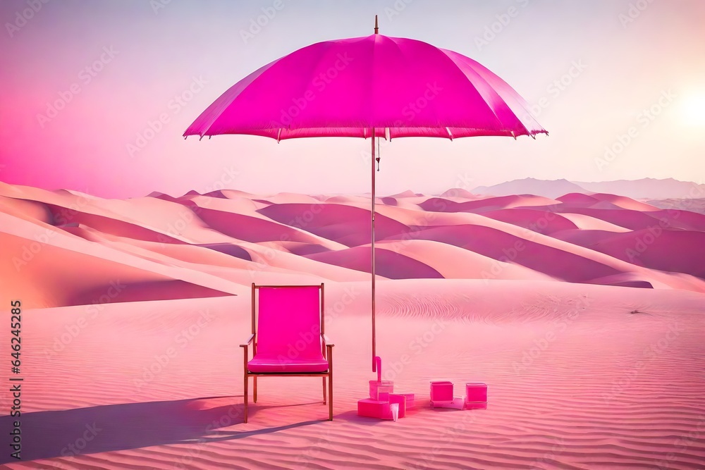 pink chairs and umbrella