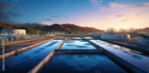 Industrial wastewater treatment plant purifying water before it is discharged. © radekcho