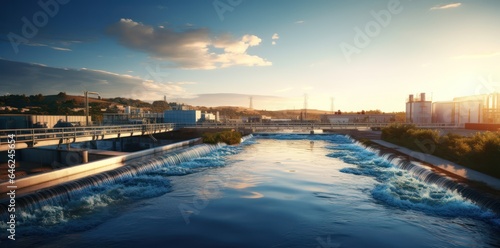 Industrial wastewater treatment plant purifying water before it is discharged. © radekcho
