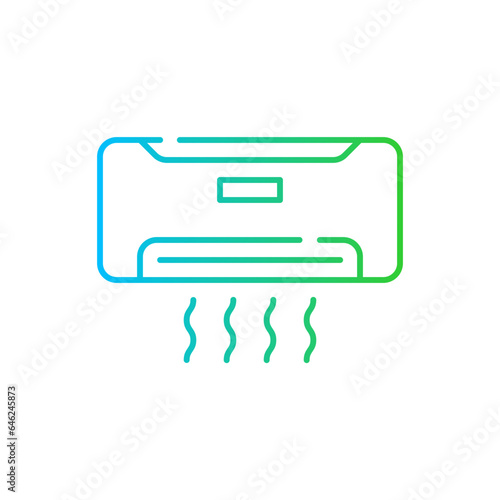 Air conditioner hotel icon with blue and green gradient outline. conditioner, air, cool, technology, cooler, climate, cold. Vector illustration