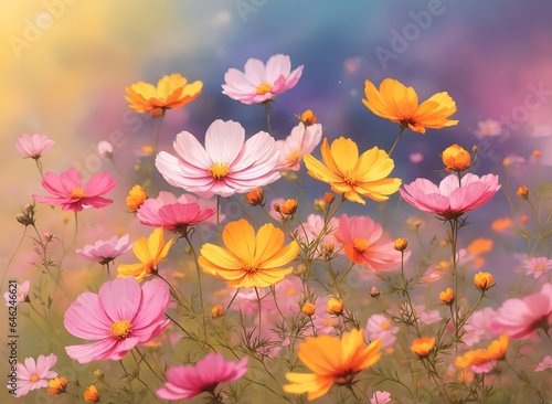 cosmos flowers with sunlight