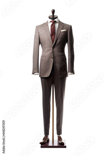 A straightforward full-body view of a mannequin dressed in an Italian suit isolated PNG