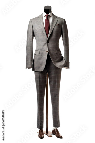 A straightforward full-body view of a mannequin dressed in an Italian suit isolated PNG