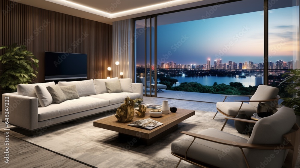 apartment living with an inviting living room and a serene balcony terrace offering views of the bustling city. The backdrop highlights the contemporary interior design of the condominium room apartment living with an inviting living room and a serene balcony terrace offering views of the bustling city. The backdrop highlights the contemporary interior design of the condominium room