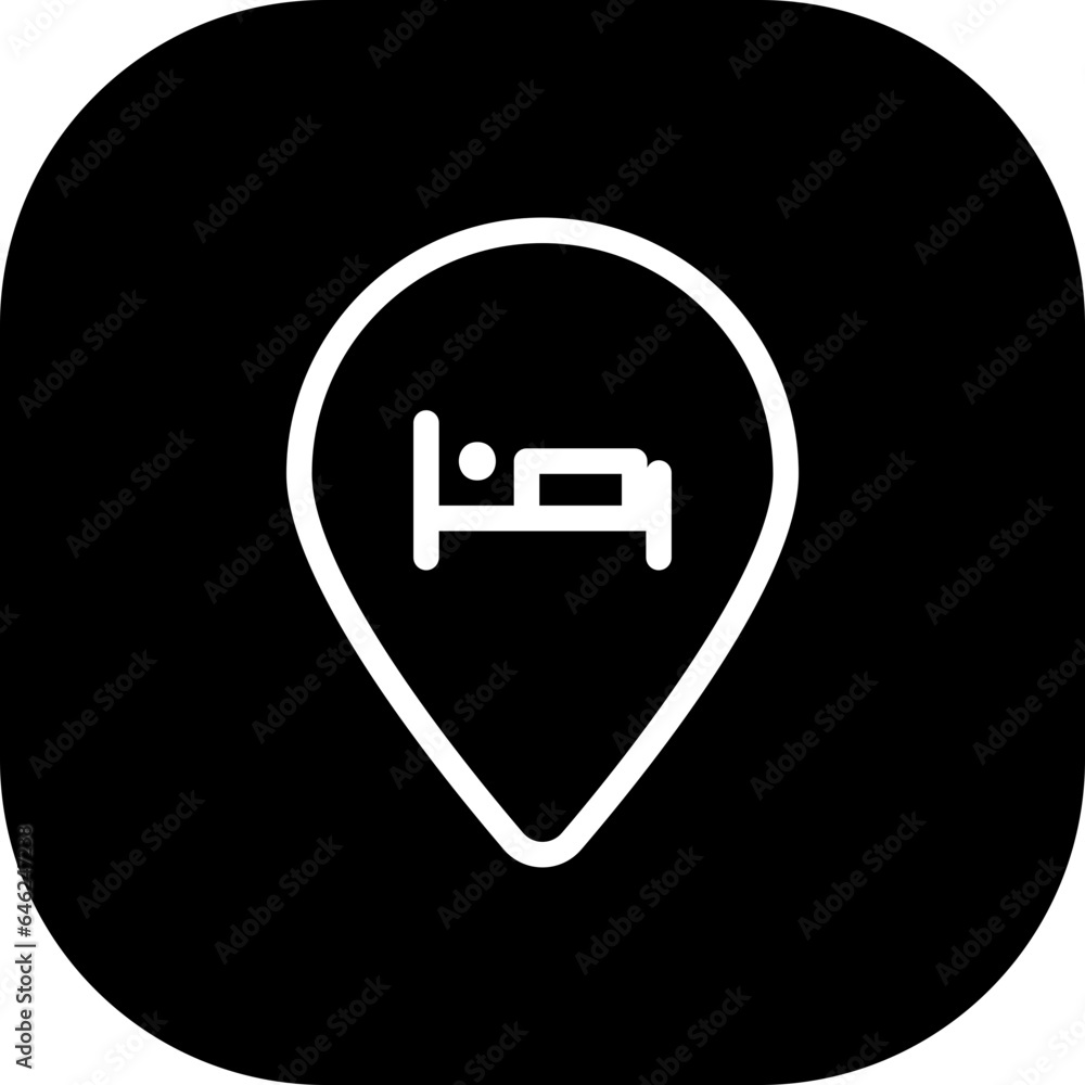 Location hotel icon with black filled line outline style. symbol, sign, location, pin, place, web, map. Vector Illustration Location hotel icon with black filled line outline style. symbol, sign, location, pin, place, web, map. Vector Illustration